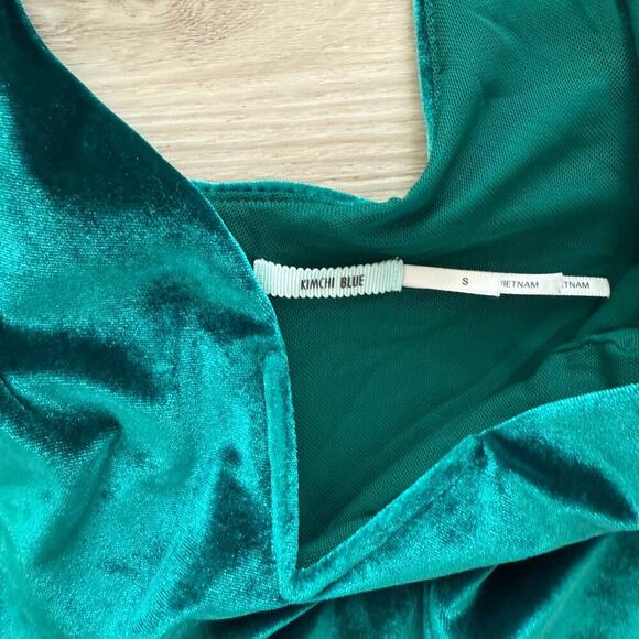 Urban Outfitters Heart Of The Ocean Green Sweetheart Velvet Mini Dress Small - Picture 7 of 9